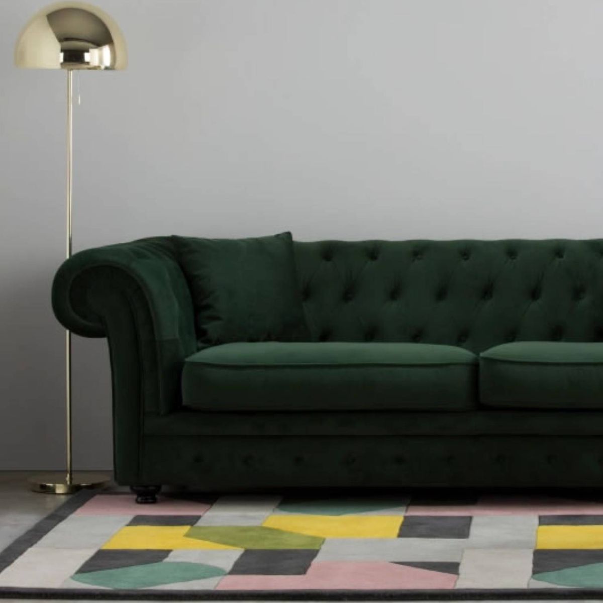 YOLODECORO - Sofá de 3 cuerpos Chesterfield Branagh Verde Pino
