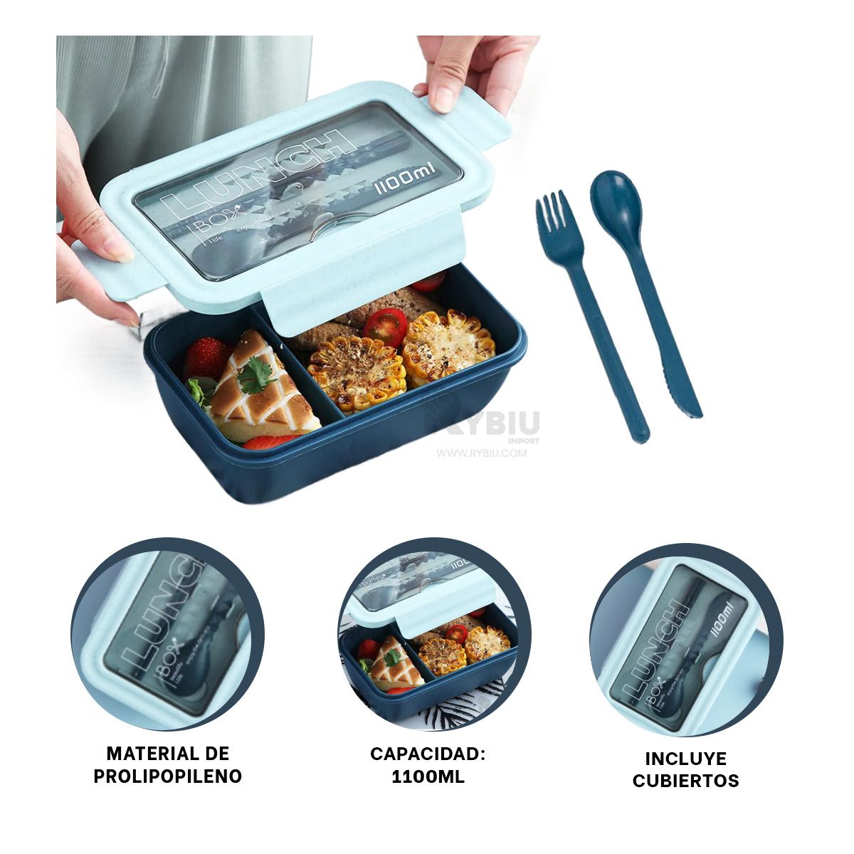 RYBIU IMPORT - Envase Funcional de Color Azul Y+Gift Stickers