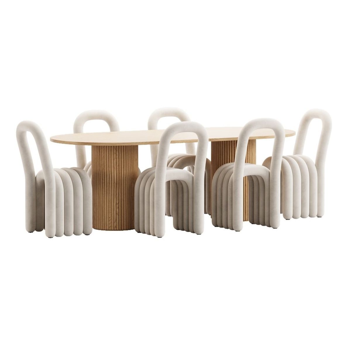 GENERICO - Juego de Comedor Borlänge 6 Sillas - Marrón y Beige