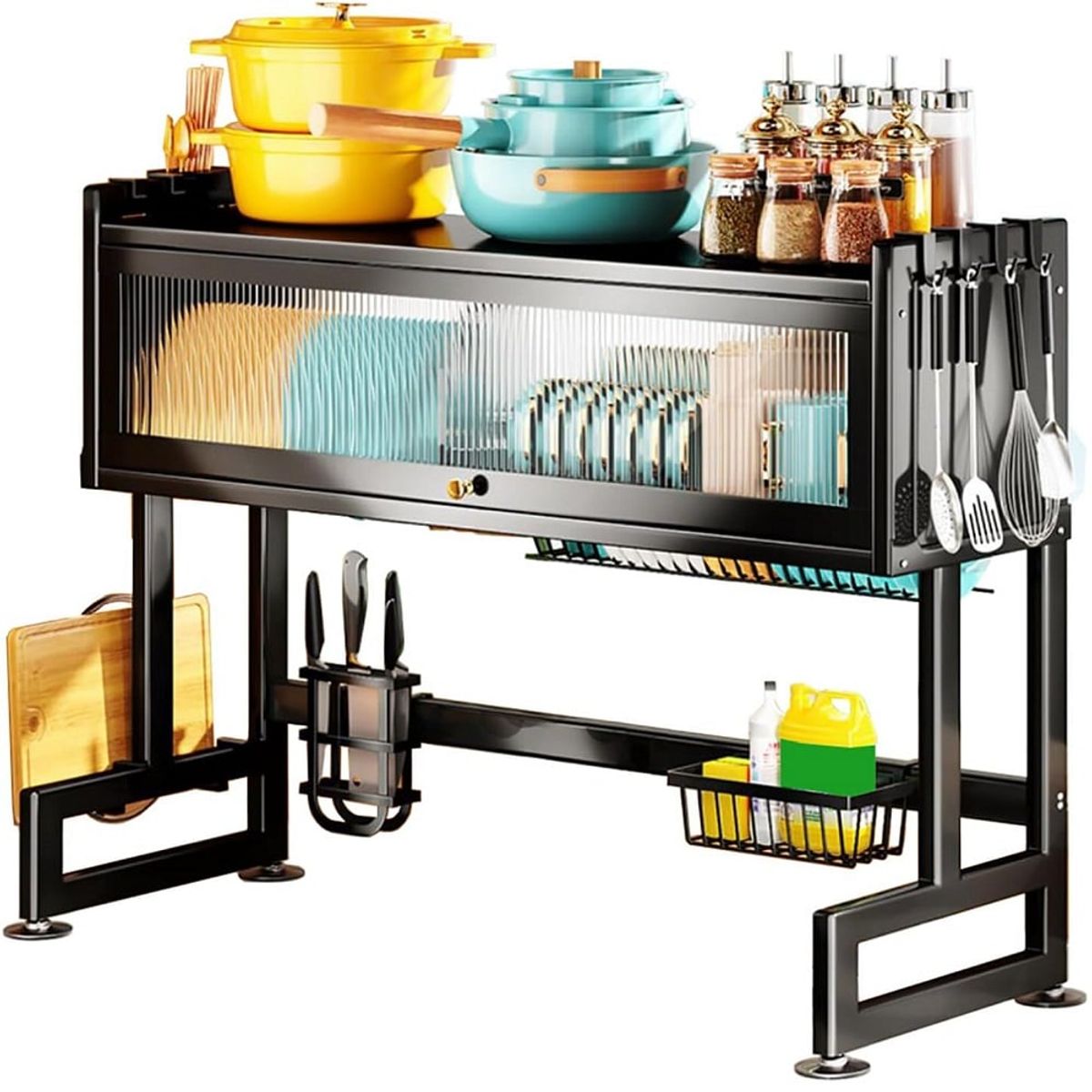 GENERICO - Rack Escurridor con tapa Acrílica para platos Almacenamiento vajillas