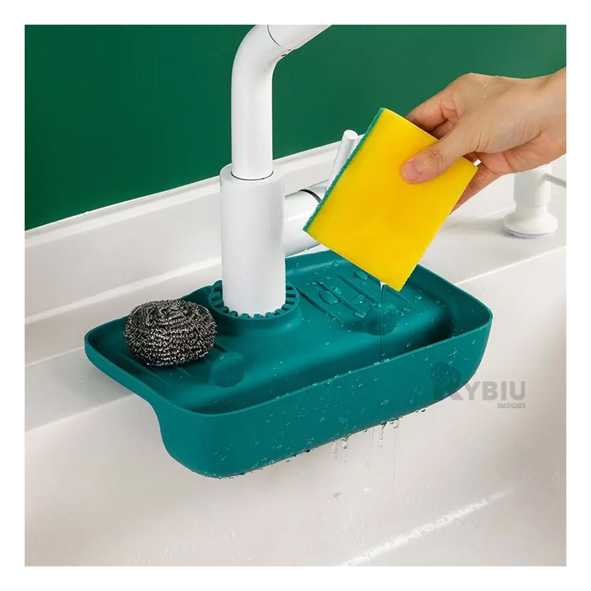 RYBIU IMPORT - Escurreplatos Duradero en Color Verde Y+Banderitas Adhesivas