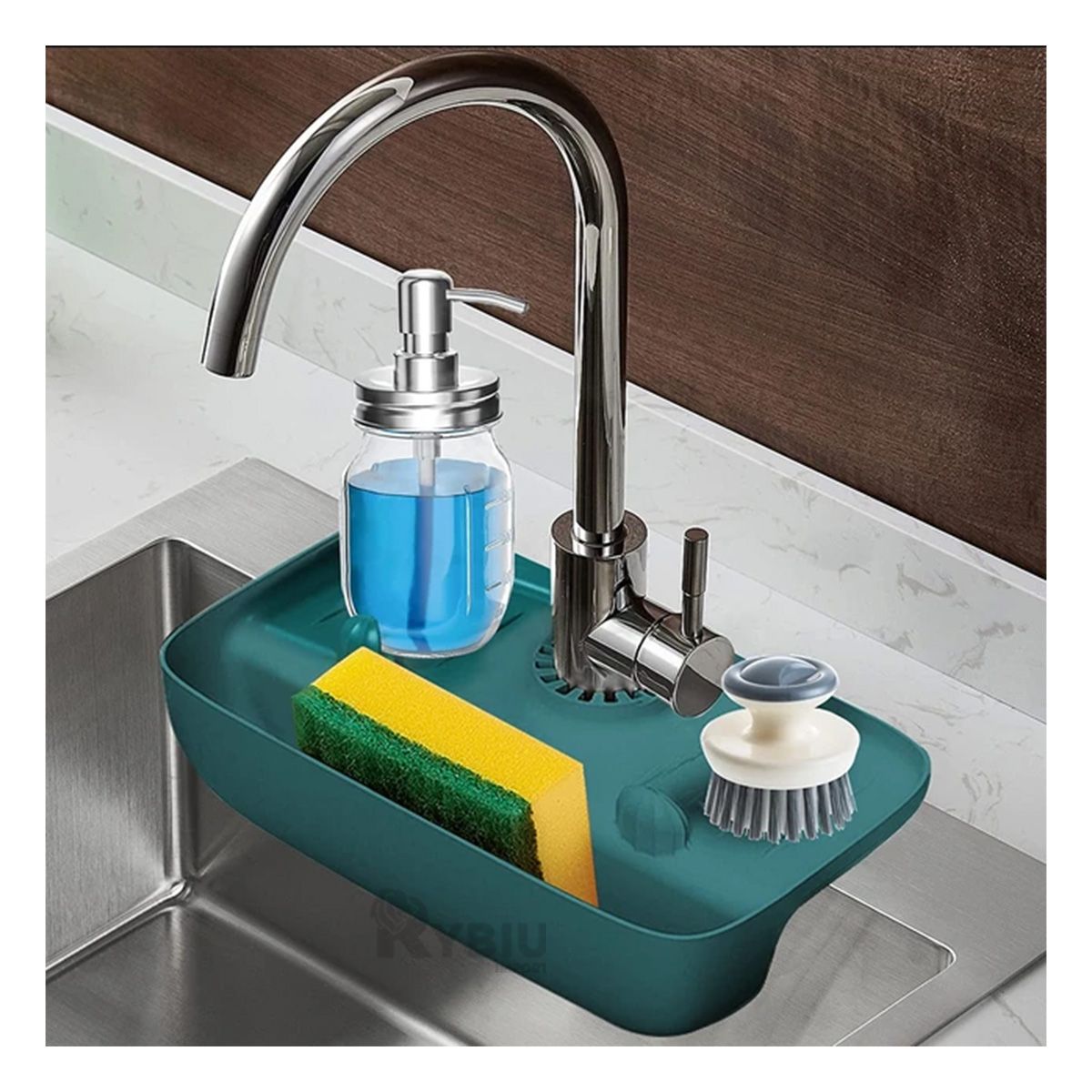 RYBIU IMPORT - Escurreplatos Sintetico en Color Verde Y+Ligas de Regalo