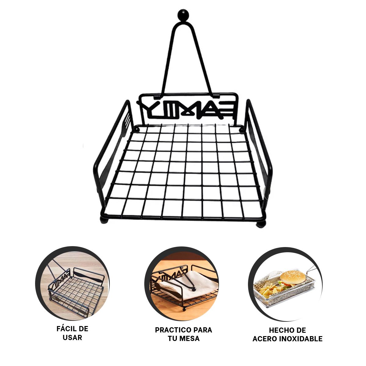 GENERICO - Soporte para Servilletas Funcional Negro Y+Post-it Adhesivos