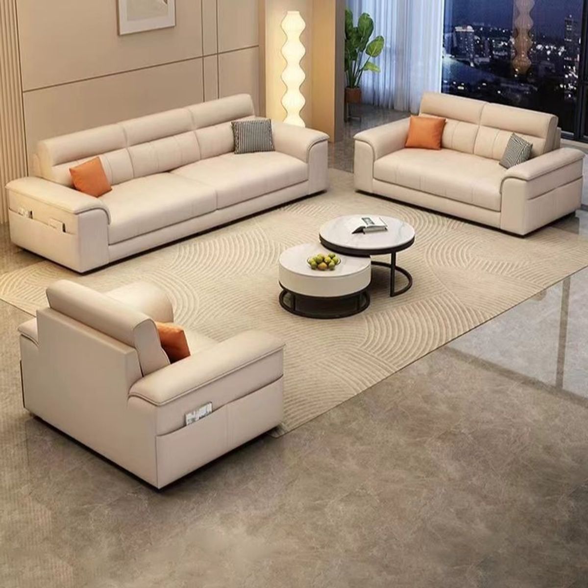 GENERICO - Sofá Acolchado Ferrara 3 + 2 + 1  Cuerpos - Beige