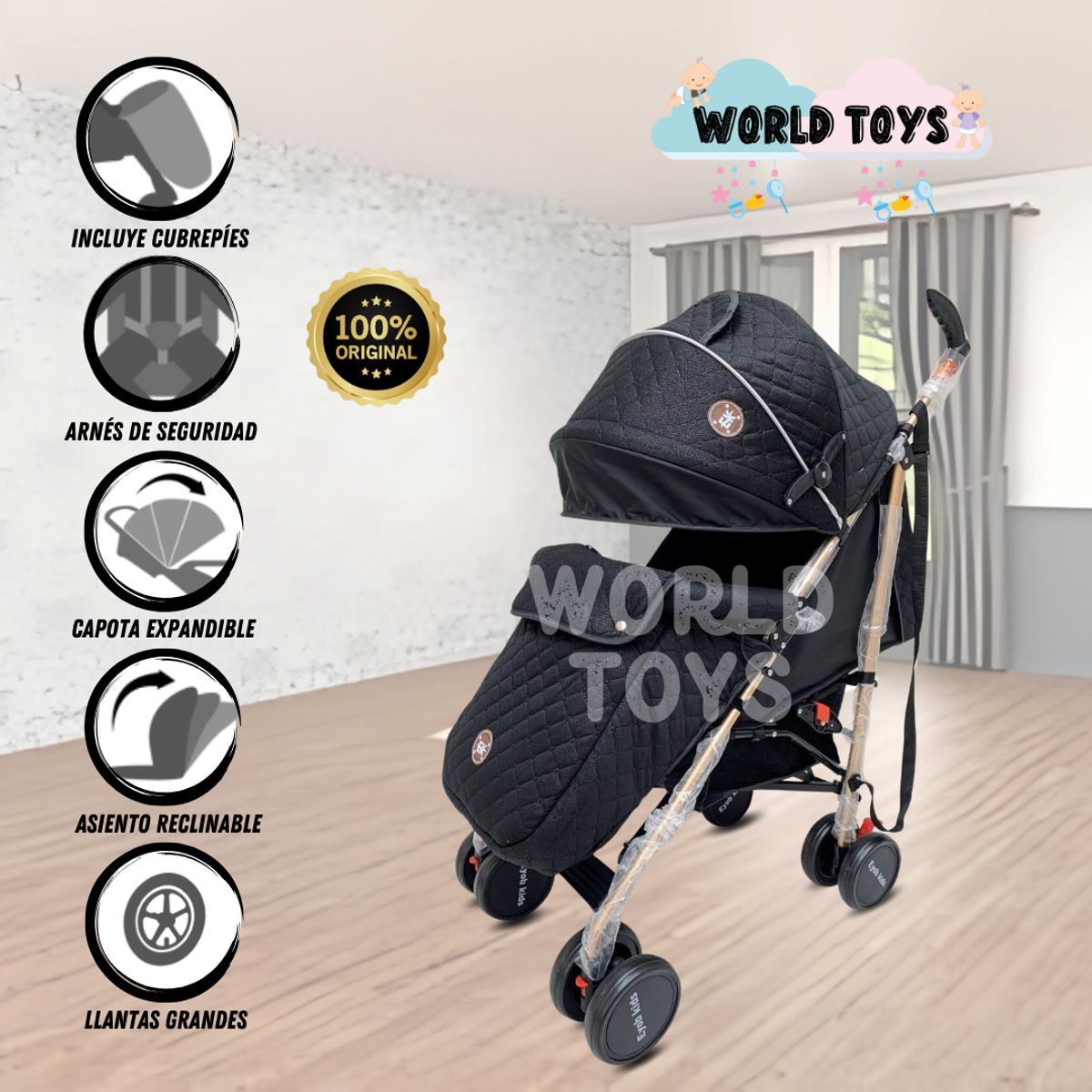 KIDS - Coche Bastón  «ISABEL PRO» Black