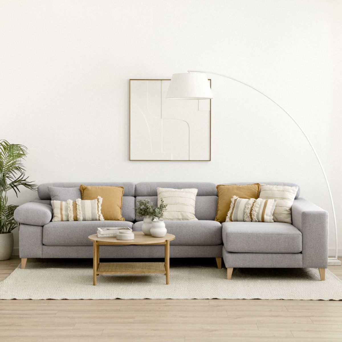 YOLODECORO - Seccional con Chaise Longue a la Derecha Air Gris Claro