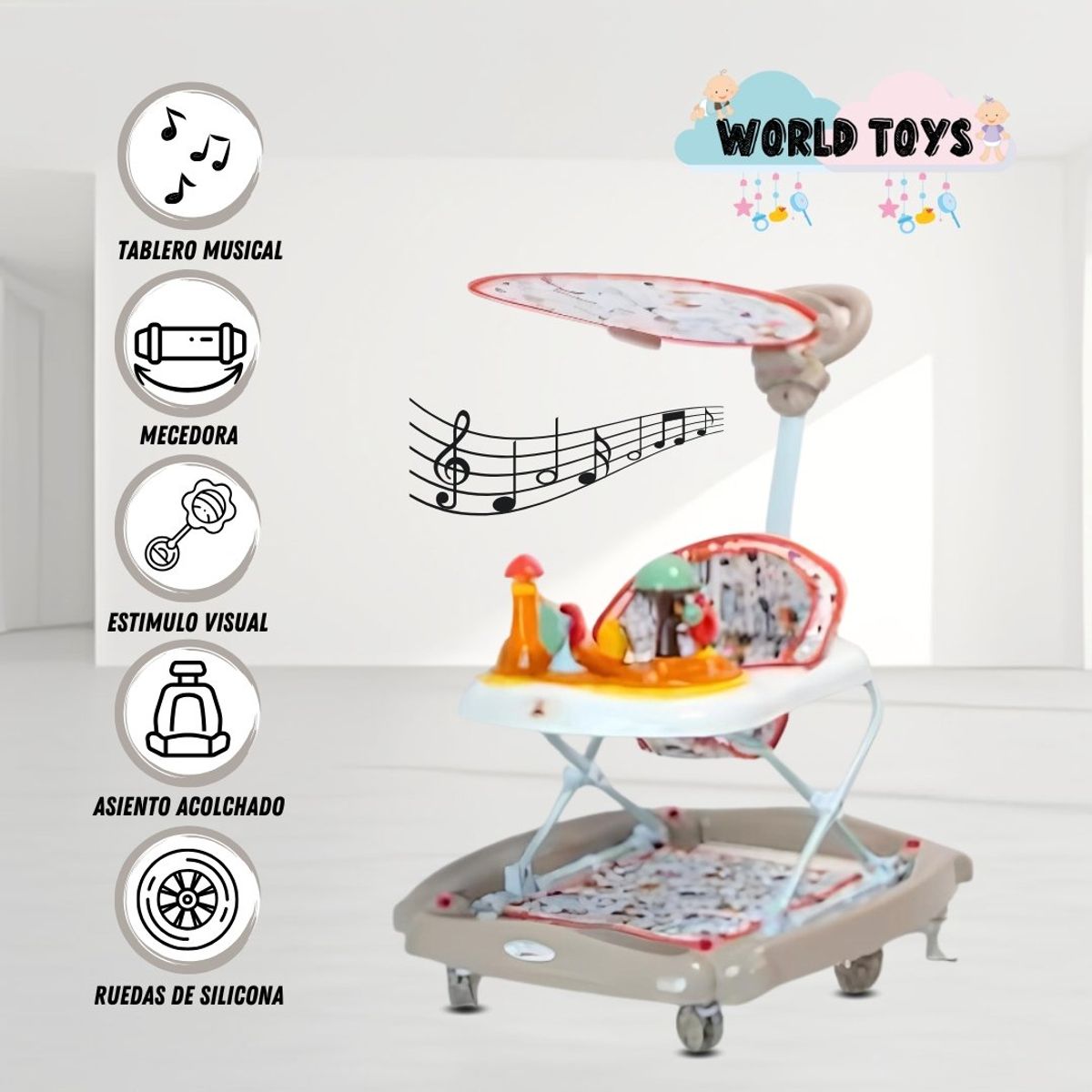 BABY - Andador Musical Didáctico «MUSHROOM» Beige