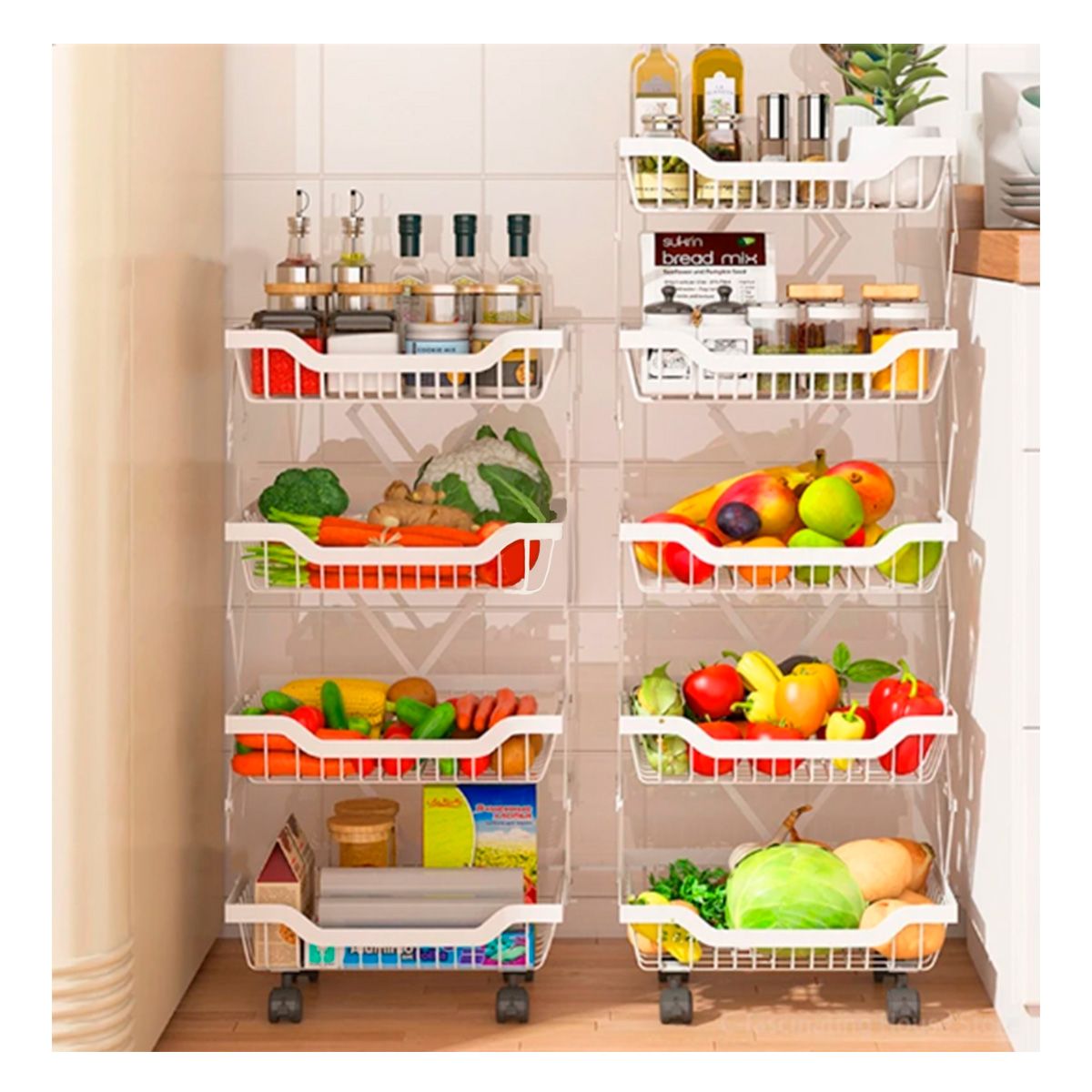 RYBIU IMPORT - Verdulero para Cocina 5 Pisos Blanco Y+Papel de Regalo