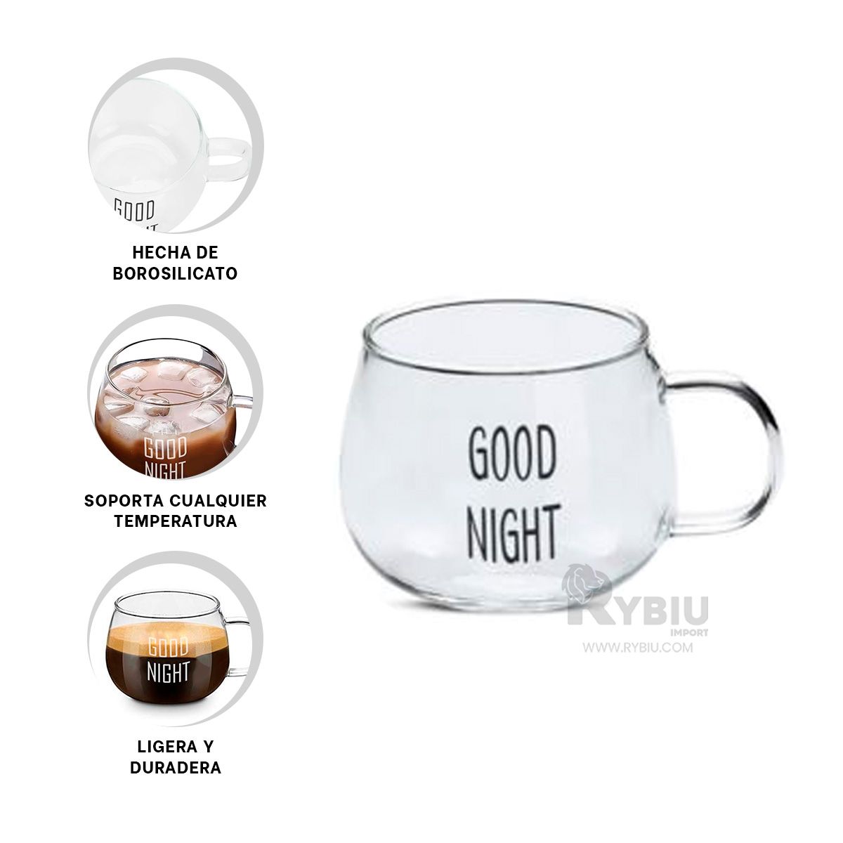 GENERICO - Vaso Practico 350 ML de Good Night Y+Ligas de Regalo