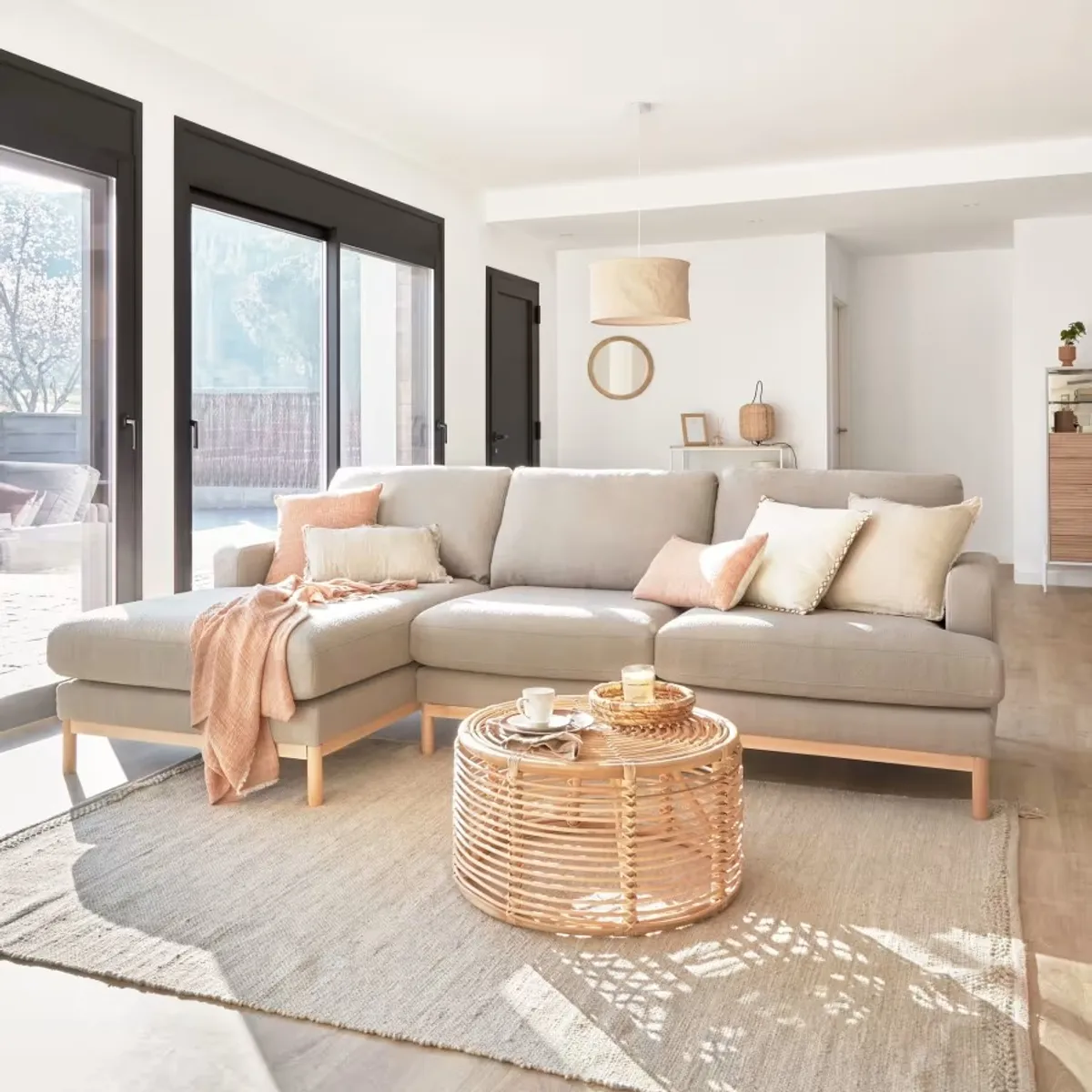 YOLODECORO - Seccional con Chaise Longue a la Izquierda Mihaela Gris