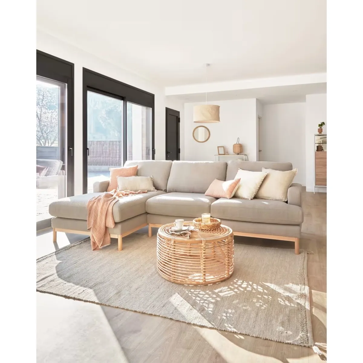 YOLODECORO - Seccional con Chaise Longue a la Izquierda Mihaela Gris