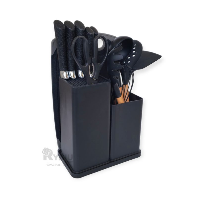 GENERICO - Kit de Cuchillos y Mas Ergonomico en Negro Y+Gift MiniAgenda