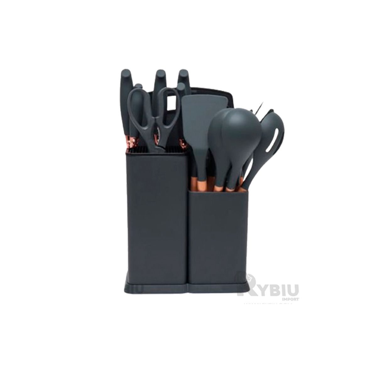 GENERICO - Kit de Cucharones y Utensilios Negro Y+Envoltorio de Regalo