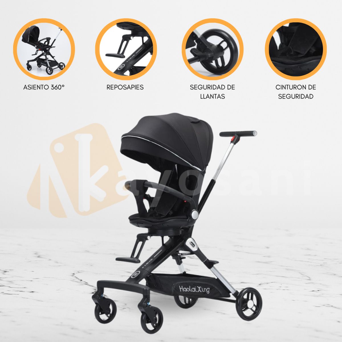 CUZKA - Coche Deportivo para Bebé «MONTAGE» Black