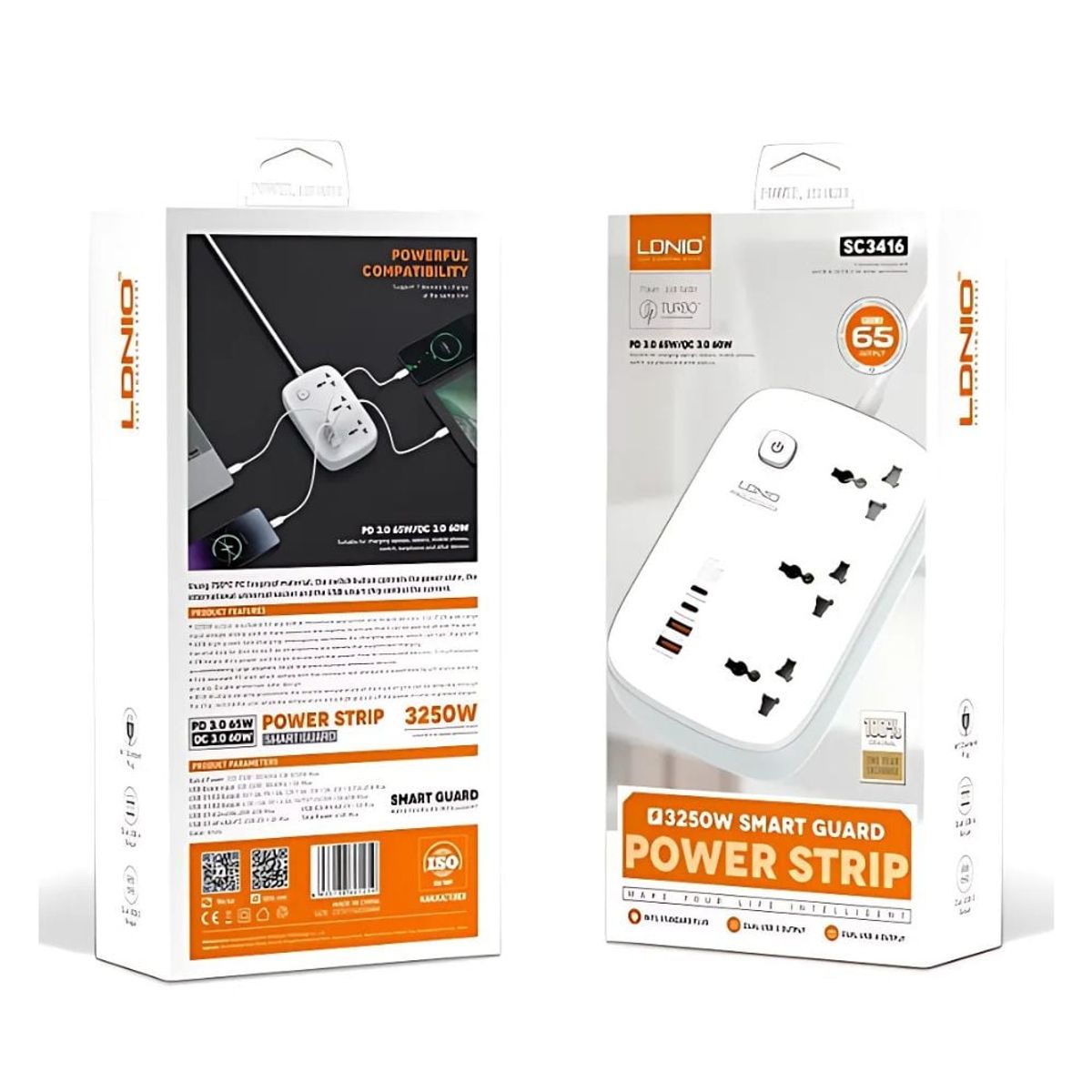 LDNIO - Tomacorriente 3 Puertos con Entrada USB Tipo C LDNIO 65w