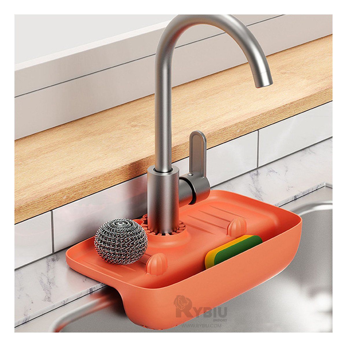 GENERICO - Escurreplatos Duradero en Anaranjado Y+Banderitas Adhesivas