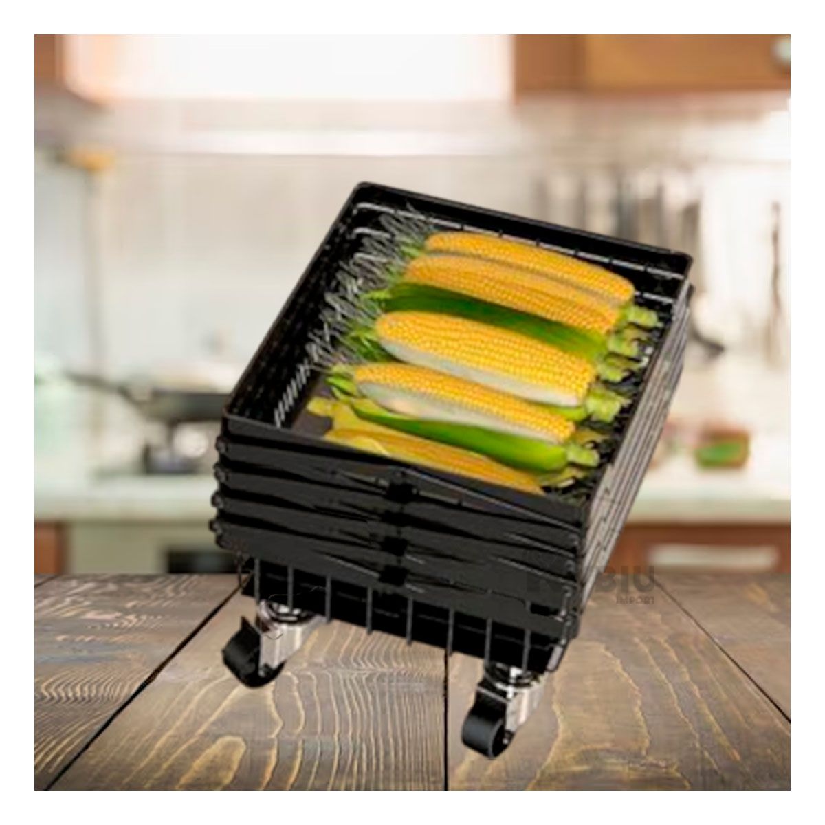 GENERICO - Verdulero Duradero de 5 Pisos Negro Y+Papel de Regalo