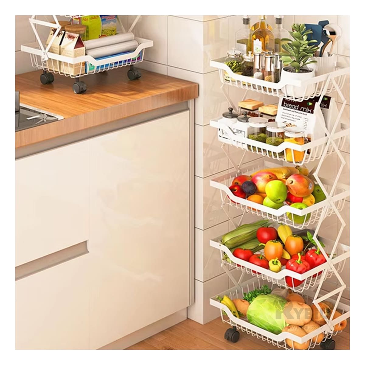 GENERICO - Verdulero Duradero de 5 Pisos Blanco Y+Papel de Regalo