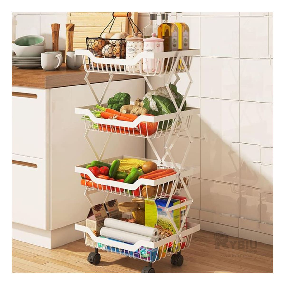 GENERICO - Verdulero Duradero de 5 Pisos Blanco Y+Papel de Regalo