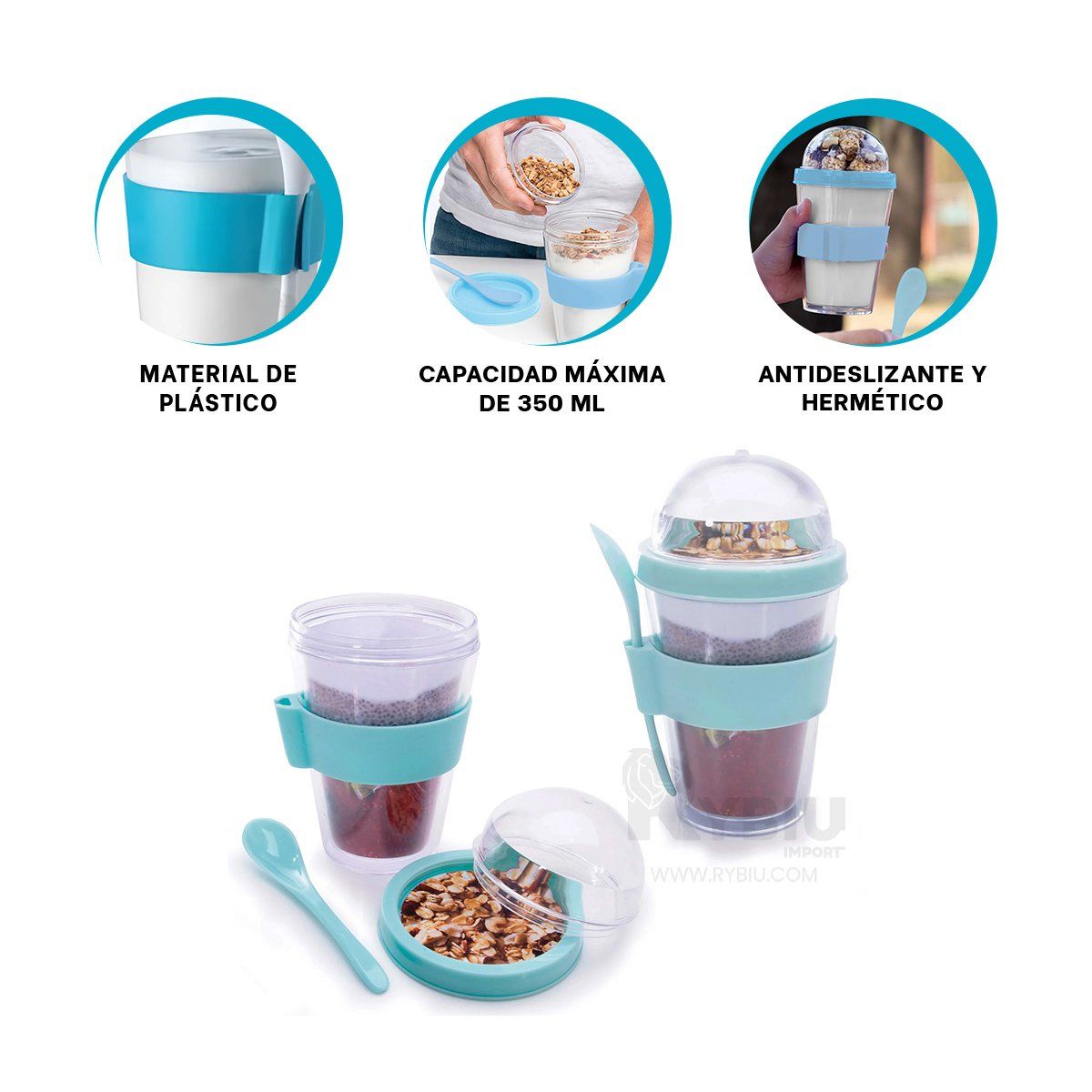 GENERICO - Taza Ergonomica en 350ML Celeste Y+Envoltorio de Regalo