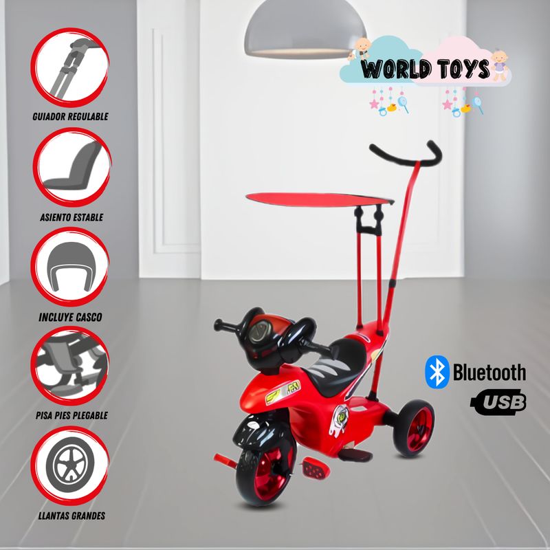 KIDS - Moto a Pedal con Guiador «SPEEDY TRI» Rojo