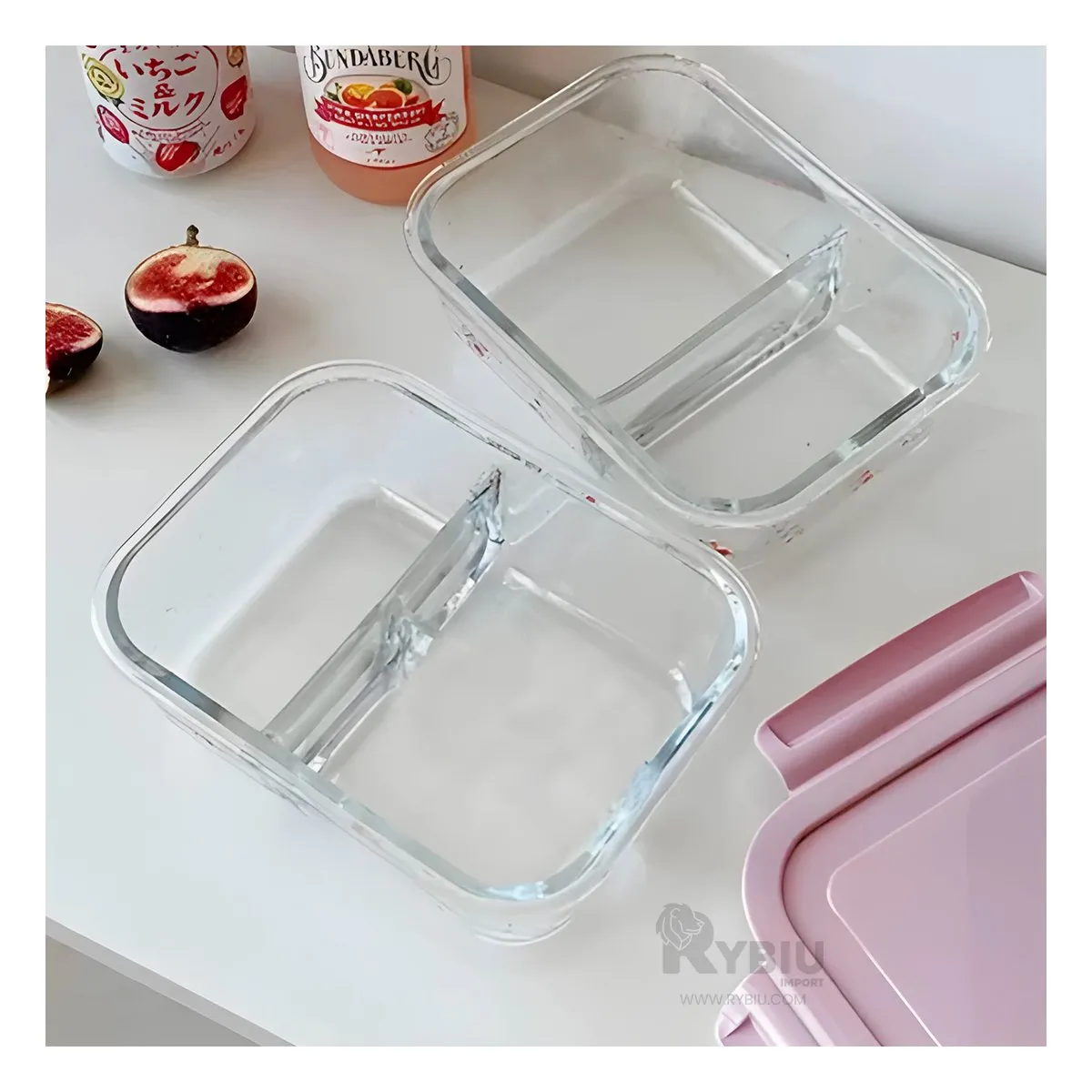 GENERICO - Envase para Alimentos de Tapa Rosado Y+Ligas de Regalo