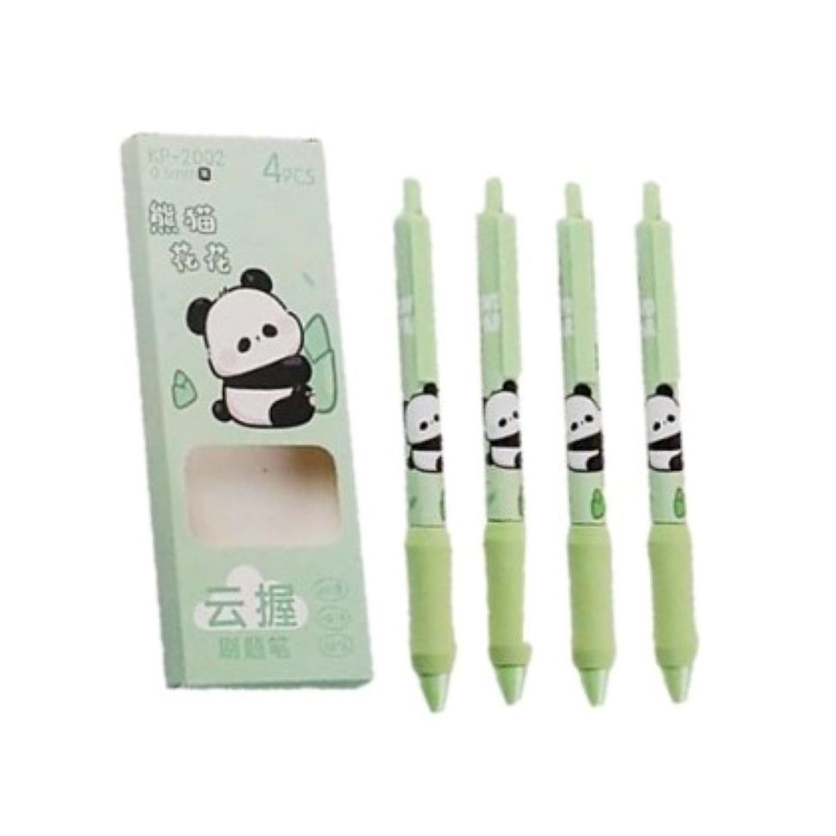 GENERICO - LAPICERO RETRACTIL X4 MODELO OSO PANDA  - VERDE