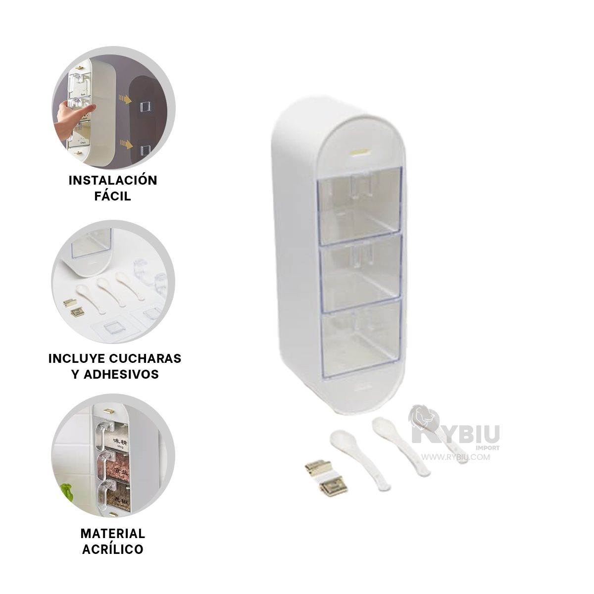 GENERICO - Porta Aliños Practico en Blanco Y+Ligas de Regalo