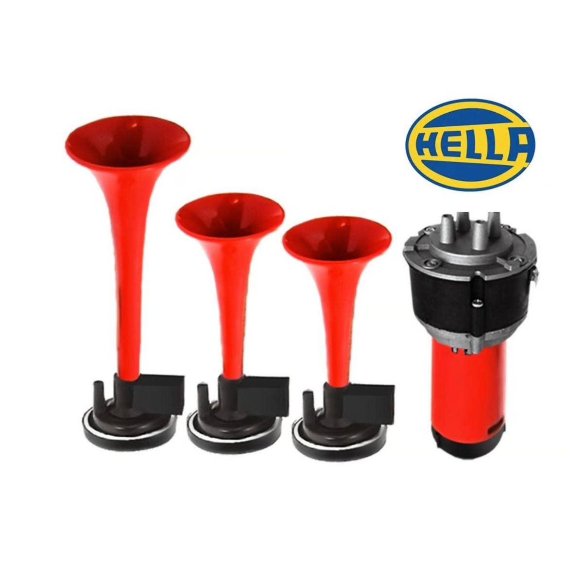 HELLA - CLAXON TRIPLE CORNETA MUSICAL HELLA 12V