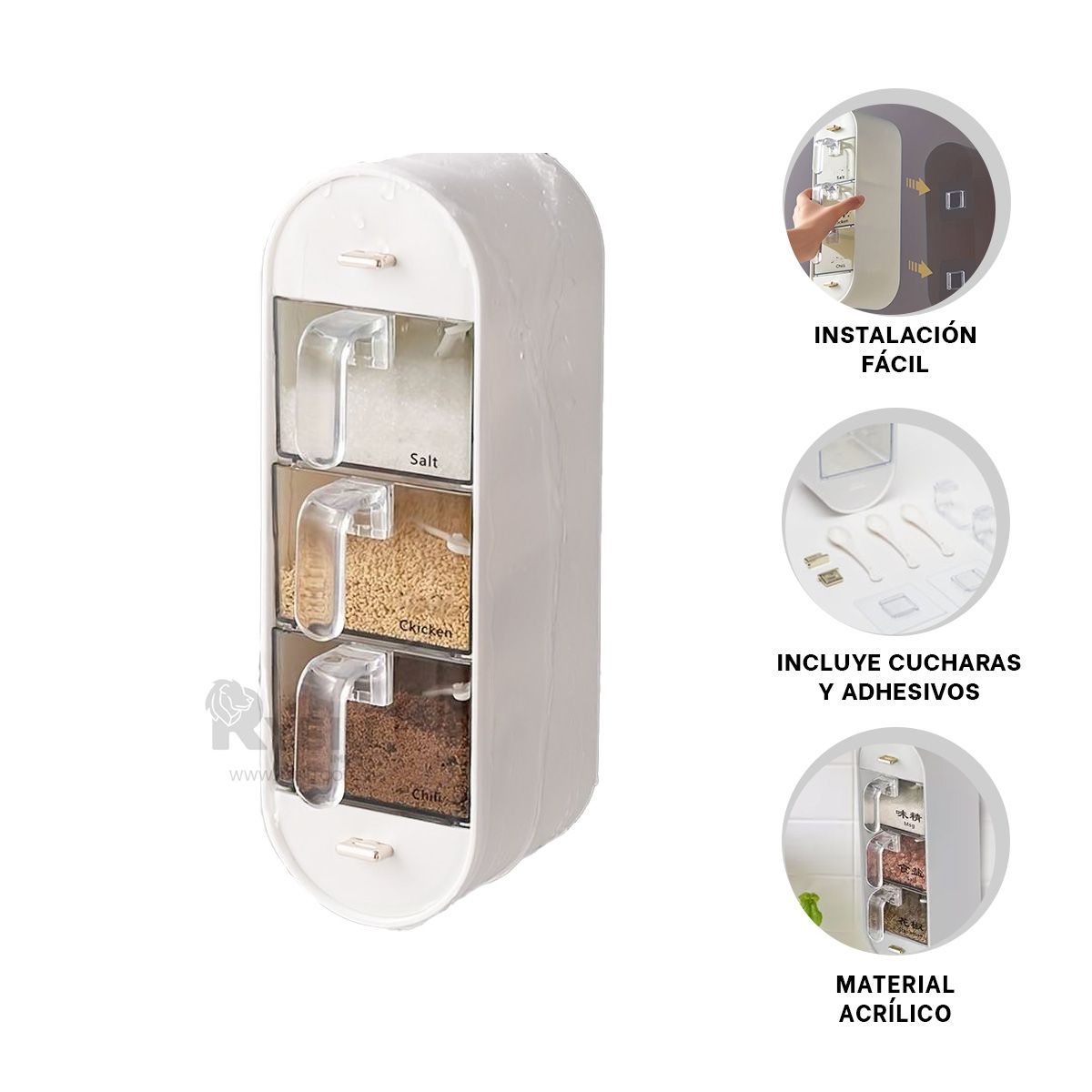 GENERICO - Porta Comino y Pimienta en Blanco Y+Regalo Ligas para Peinar