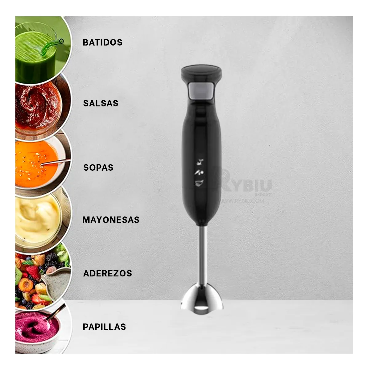 GENERICO - Procesadora Sencilla en Negro Y+Regalo Ligas para Peinar