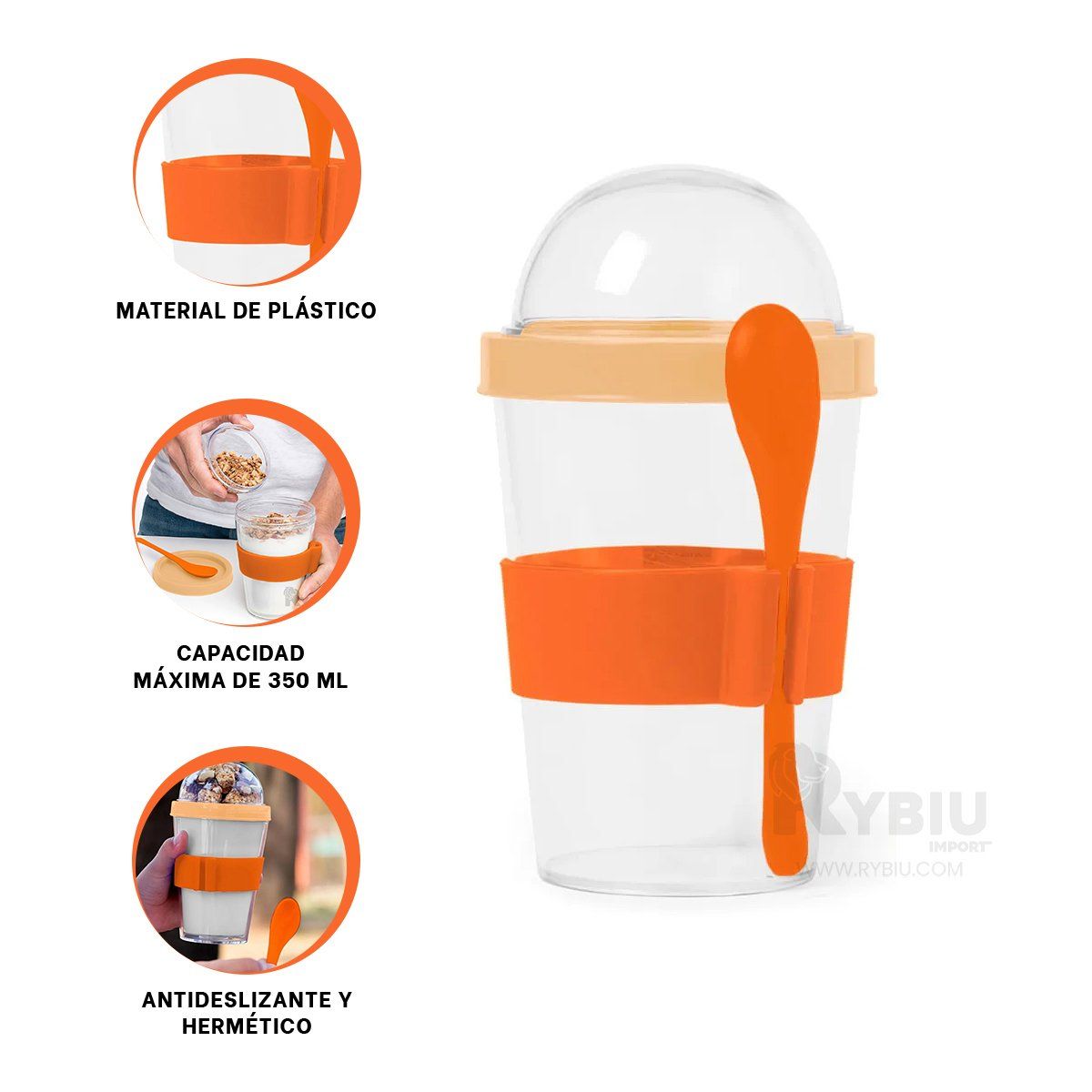 GENERICO - Pocillo de Liquido 350ML Anaranjado Y+Post-it Adhesivos