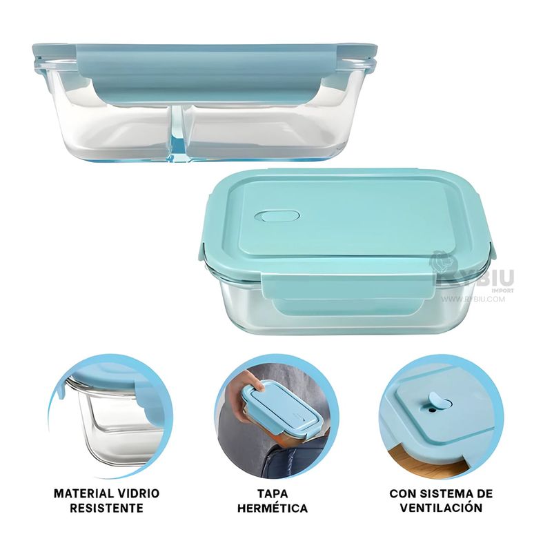 GENERICO - Envase para Comida de Tapa Celeste Y+Post-it Adhesivos