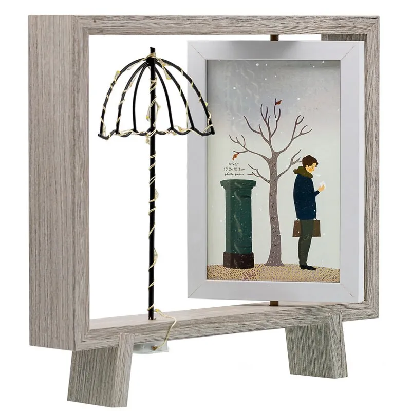 GENERICO - Marco de Fotos de Madera con Colgante de Luz 10x15cm