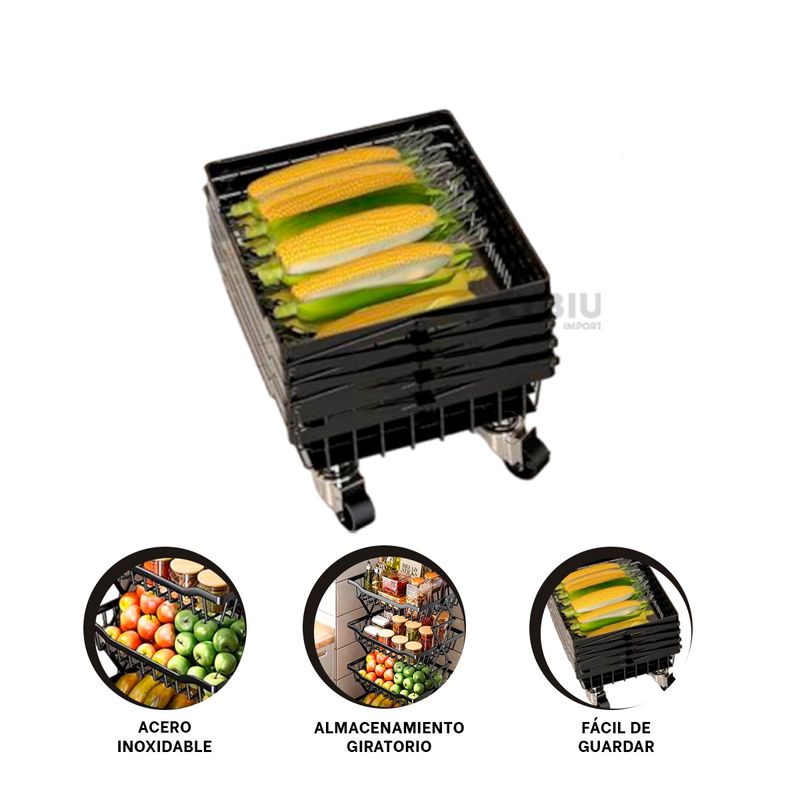 GENERICO - Organizador con Cestas de 5 Pisos Negro Y+Gift Stickers