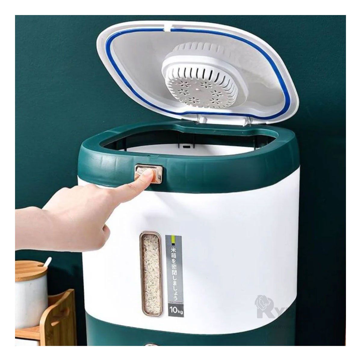 RYBIU IMPORT - Barril Dispensador de Arroz en Color Verde Y+Gift MiniAgenda