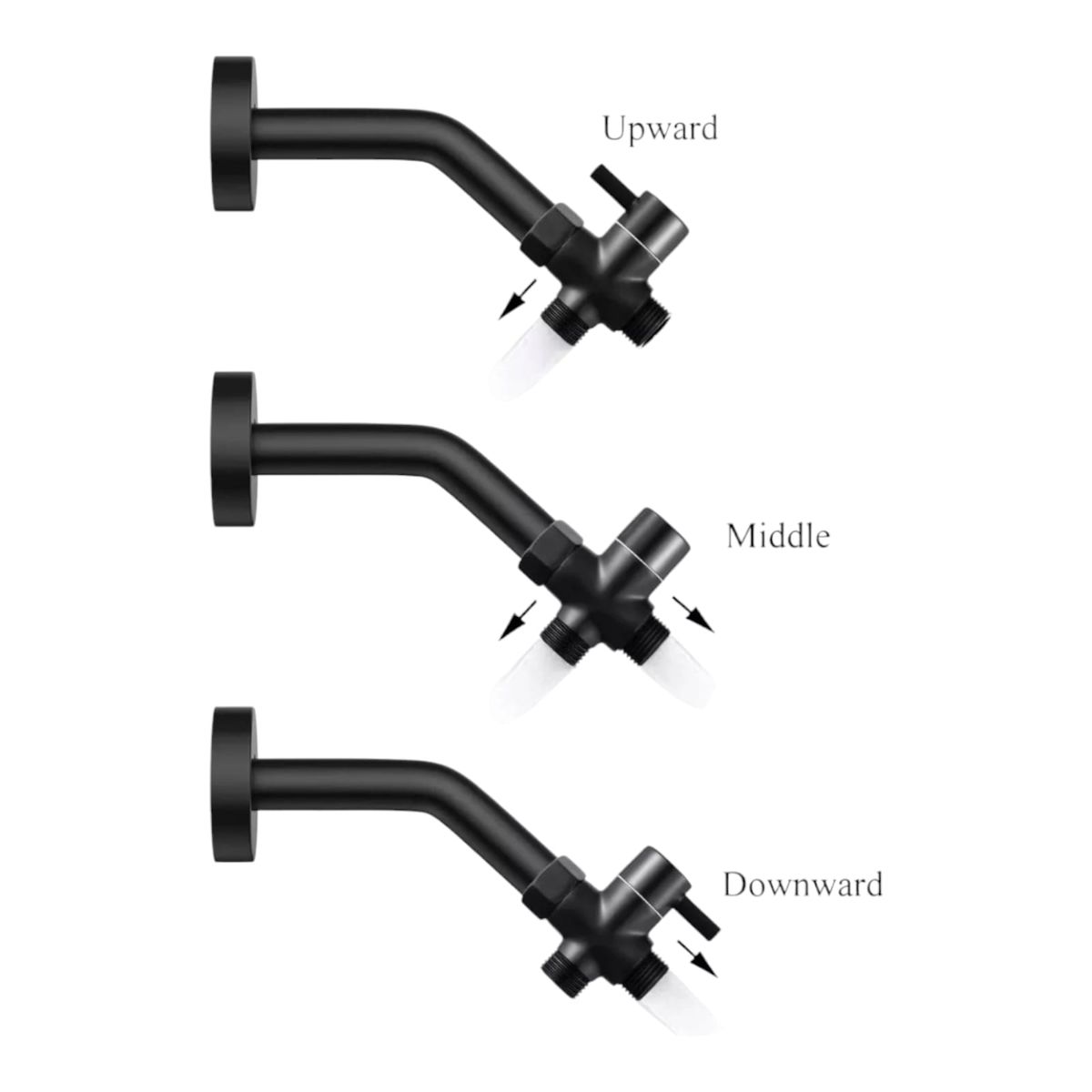 GENERICO - Válvula Desviadora para Cabezal de Ducha o bidé Negro Mate en Acero