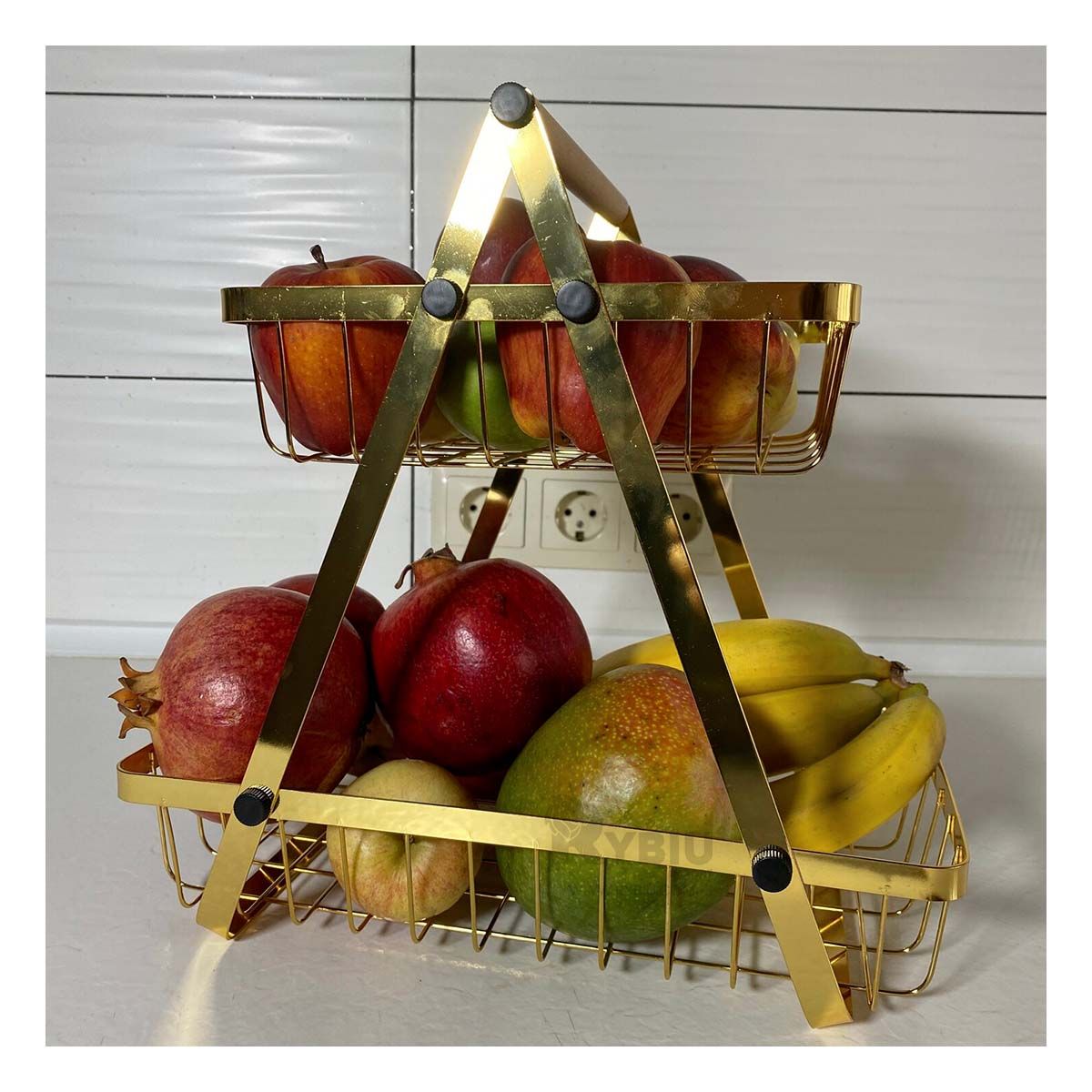 GENERICO - Organizador de Frutas en Dorado Y+Ligas de Regalo