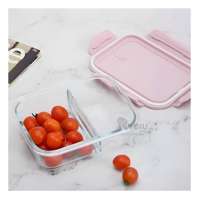 RYBIU IMPORT - Taper Practico con 2 Divisiones Util con Tapa Rosado