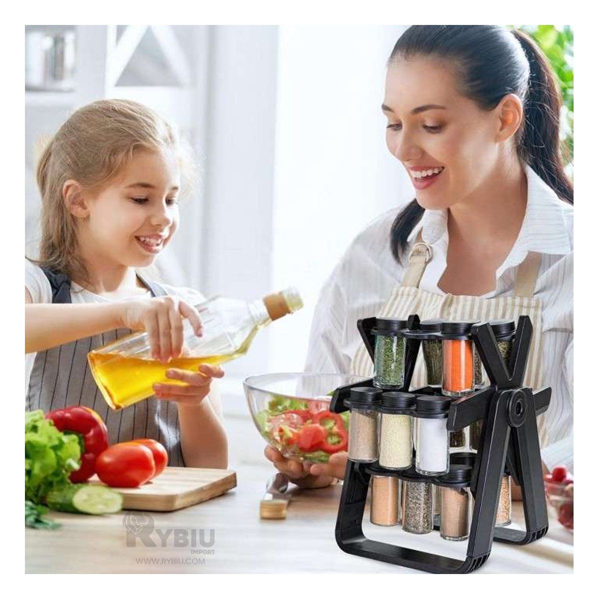 GENERICO - Organizador de Especias Practico de Negro Y+Regalo Agendita