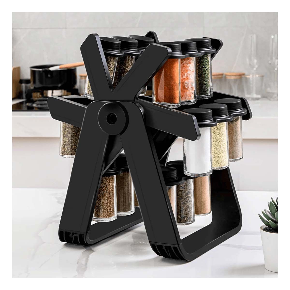 GENERICO - Organizador de Especias Practico de Negro Y+Regalo Agendita