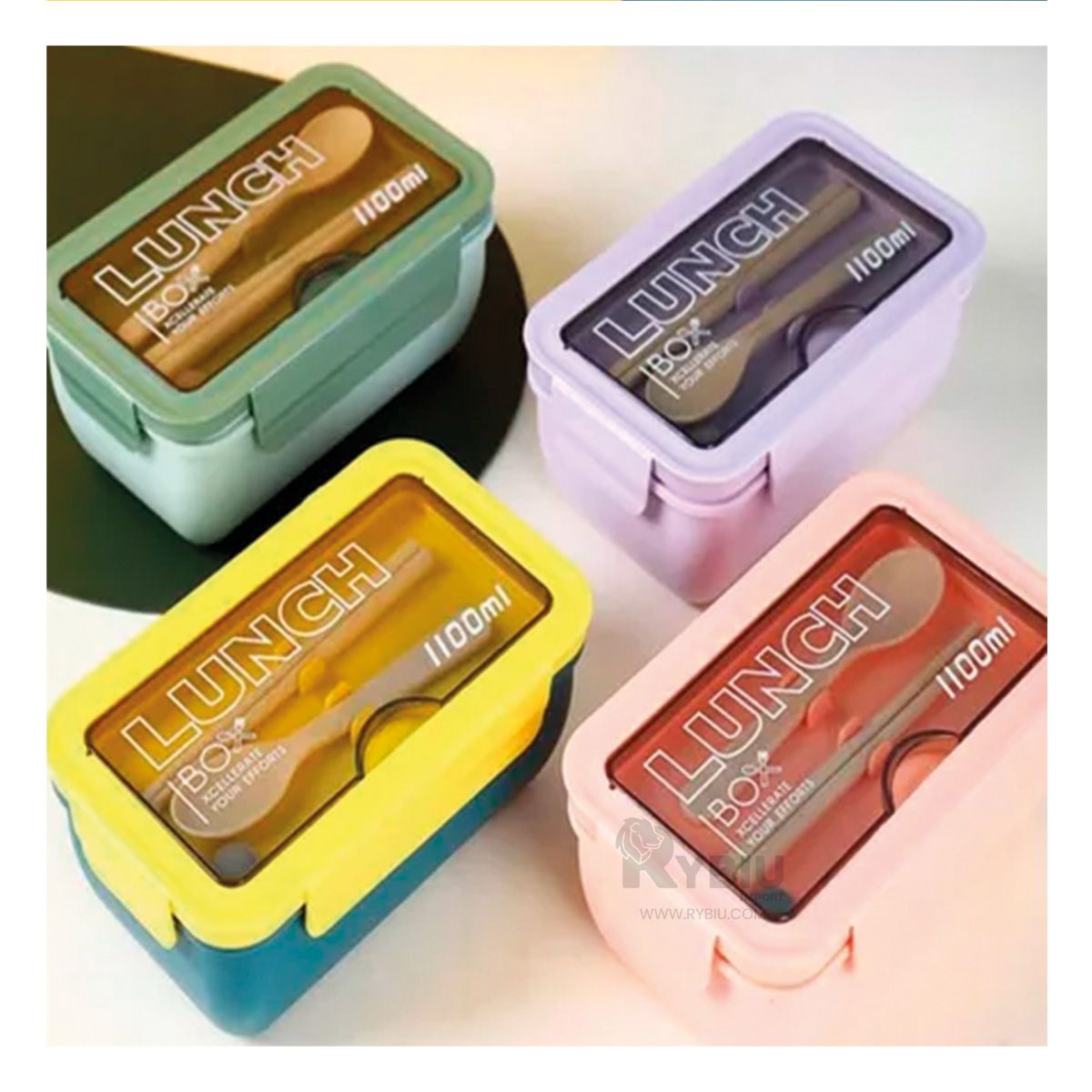 GENERICO - Taper Lunch Box de 1100 ml con Cubiertos en Tono Verde