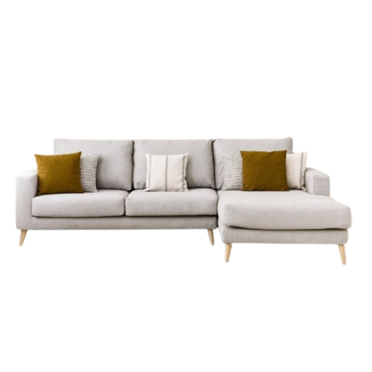 YOLODECORO - Seccional con Chaise Longue a la Derecha Piero Gris Claro