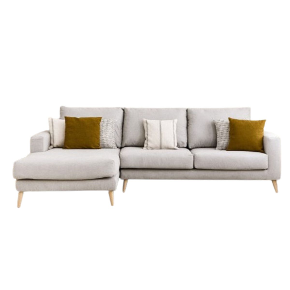 YOLODECORO - Seccional con Chaise Longue a la Izquierda Piero Gris Claro