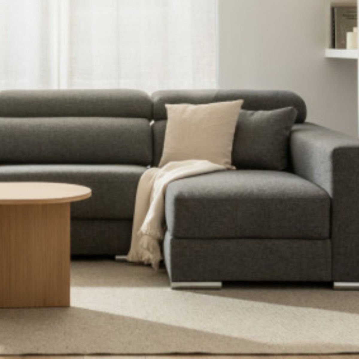 YOLODECORO - Seccional con Chaise Longue a la Derecha Dolmen Gris Oscuro