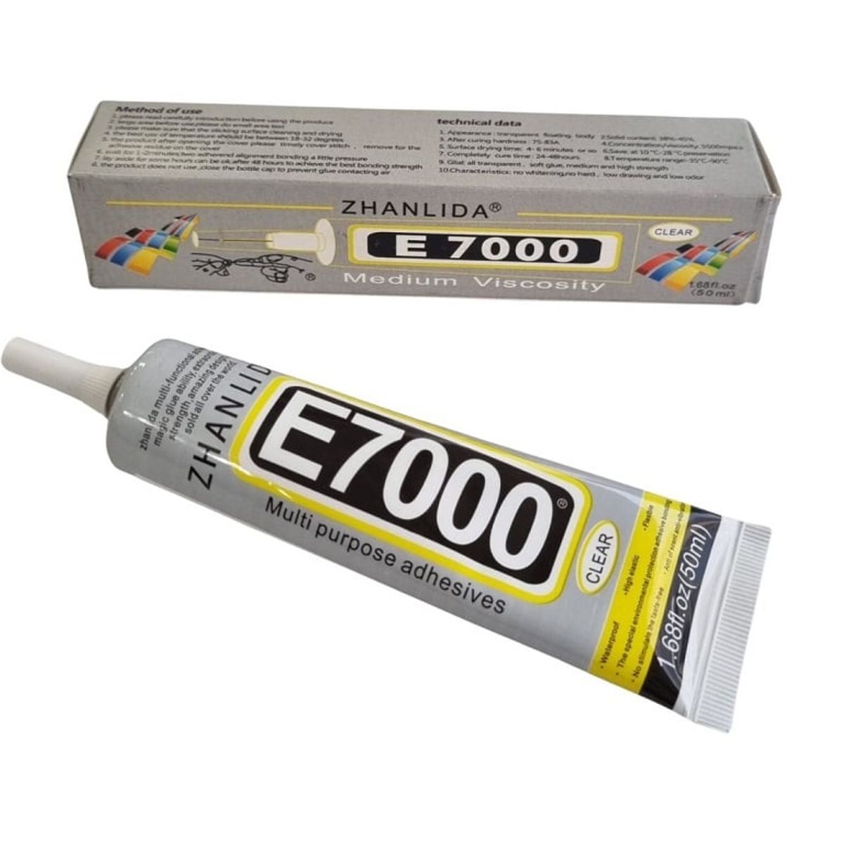 GENERICO - Pegamento E7000 50ml Transparente Ropa Joyas Celulares