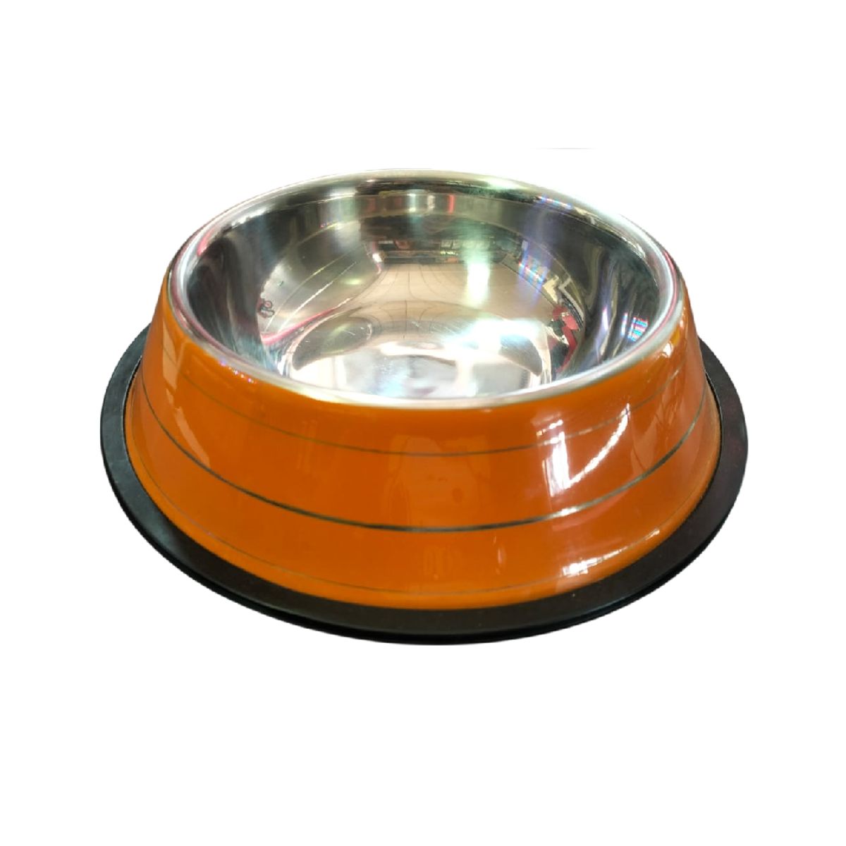 GENERICO - Plato color naranja para mascotas de acero diámetro 12cm