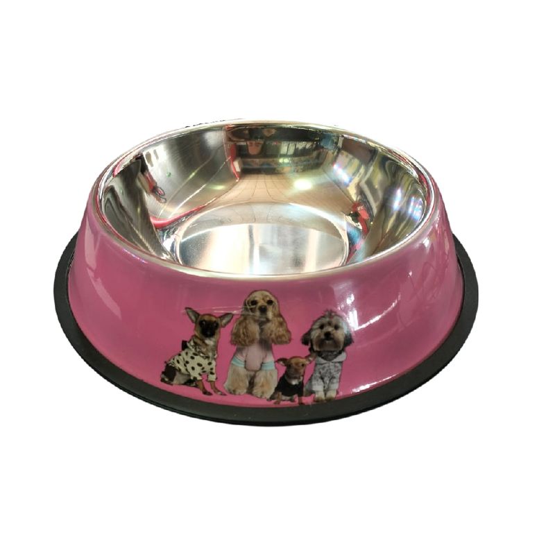 GENERICO - Plato color rosado para mascotas de acero diámetro 19cm