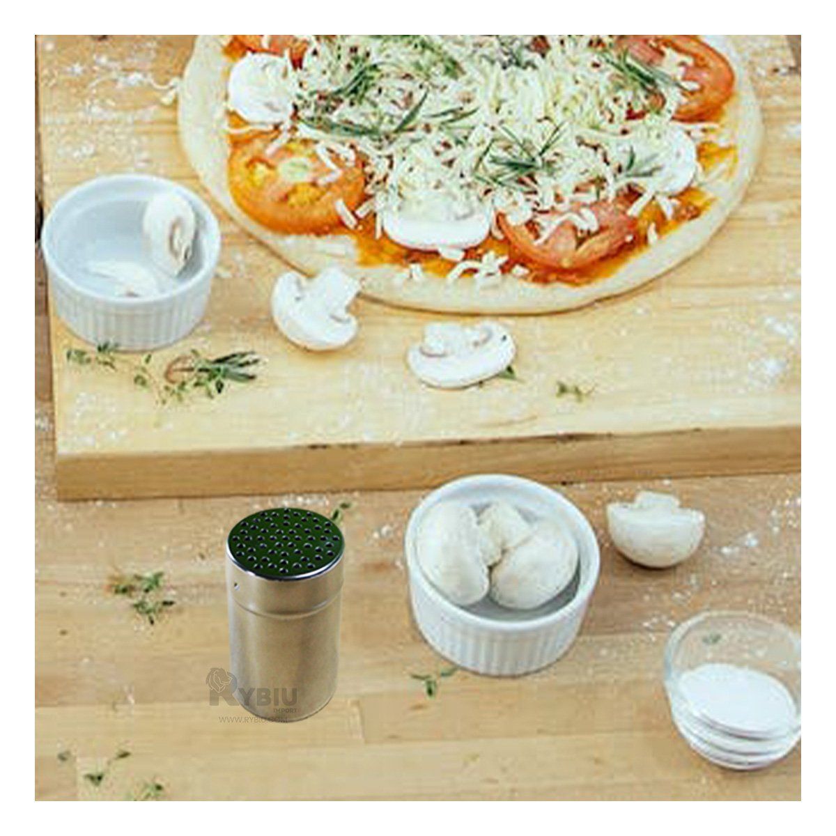 RYBIU IMPORT - Salero Sofisticado para la Mesa de Metal Y+Regalo Stickers