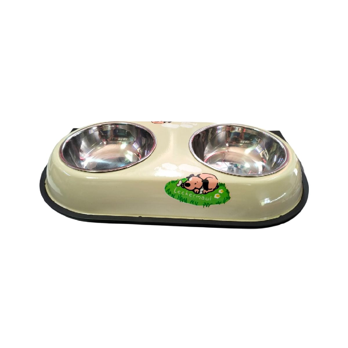 GENERICO - Plato doble color beige para mascotas perros o gatos